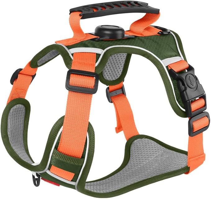 Dog Harness,Cat Harness All-in-One Dog Vest, Anti-Pull, Anti-Suffocation Reflective Dog Vest for Small, Medium, and Large Dogs and cat (Green, L(Chest:21.2-27.9",Neck:(18.1-25.2"))