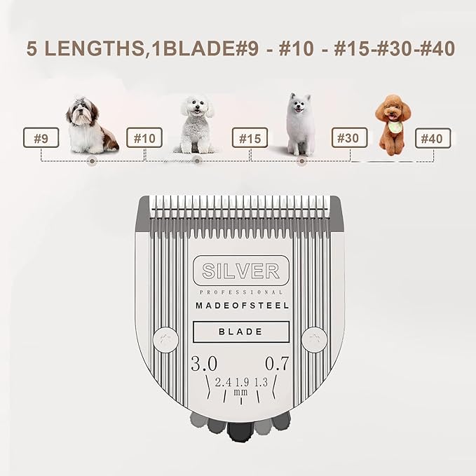 Adjustable Dog Grooming Clipper 5-in-1 Blade Compatible with WAHL Professional Animal Clipper Arco, Bravura, Chromado, Creativa, Figura, and Motion Pet, Dog, and Horse