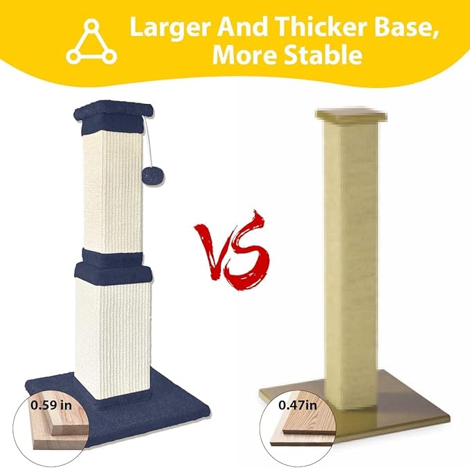 AGYM Cat Scratching Post, 32 Inch Cat Scratch Post for Cats and Kittens, Protect Your Furniture and Exercise Cats, Nature Sisal Modern Cat Scratcher for Indoor Cats, Blue