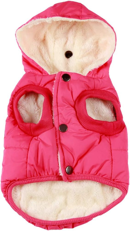 Fleece Lining Extra Warm Dog Hoodie in Winter for Large Dogs Jacket Pet Coats with Hooded Pink XXXL