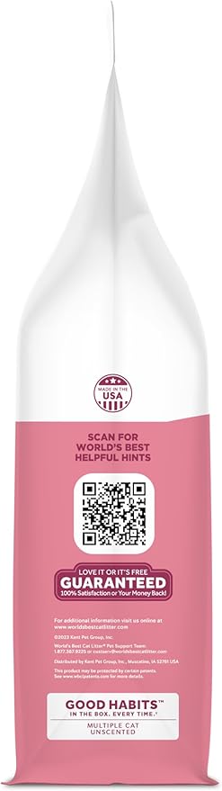 WORLD'S BEST CAT LITTER Good Habits Cat Attract Litter | Natural Plant-Based Attractant | Multicat Flushable Corn Litter | Unscented Odor Control | Low Tracking & Lightweight | Made in USA 15lb Bag