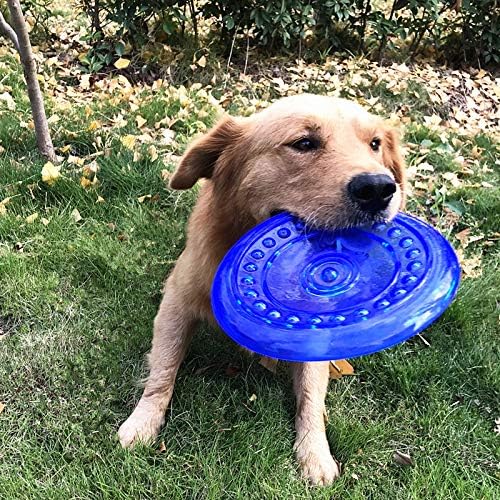 Dog Flying Discs Soft Teeth Cleanning Chew Toys,Rubber Material, Durable, Indestructible,2 Pack,18.5cm,90g,Blue and Purple Colors for Puppies Small Medium Dog Outdoor Training.