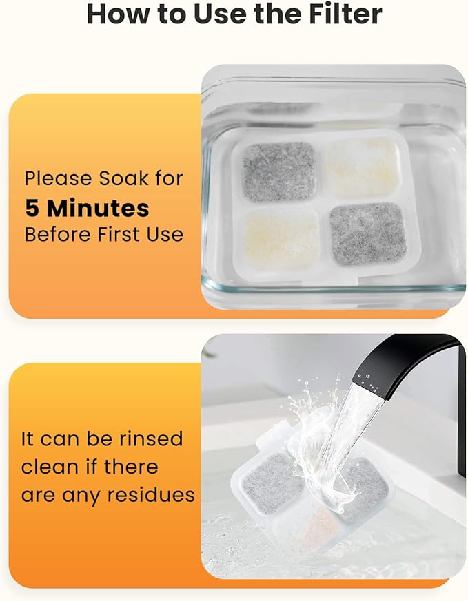 oneisall 4Set Filters for for 10L/338oz/2.64Gal Stainless Steel Dog Water Fountain