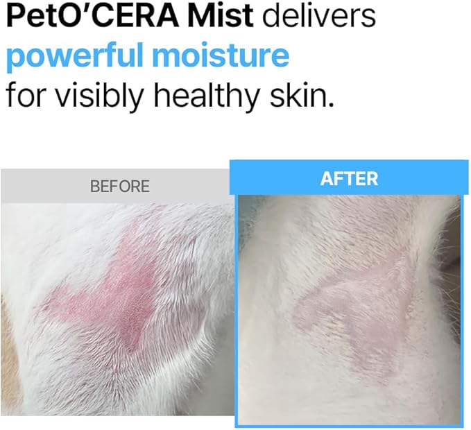 PetO'Cera Mist Spray, Floral Scent - Anti-Itch & Dandruff Treatment for Dogs & Cats, Hydrating Grooming Supplies Mist with Ceramide, Soothing Relief for Sensitive & Dry Skin 5.07 fl oz/150ml