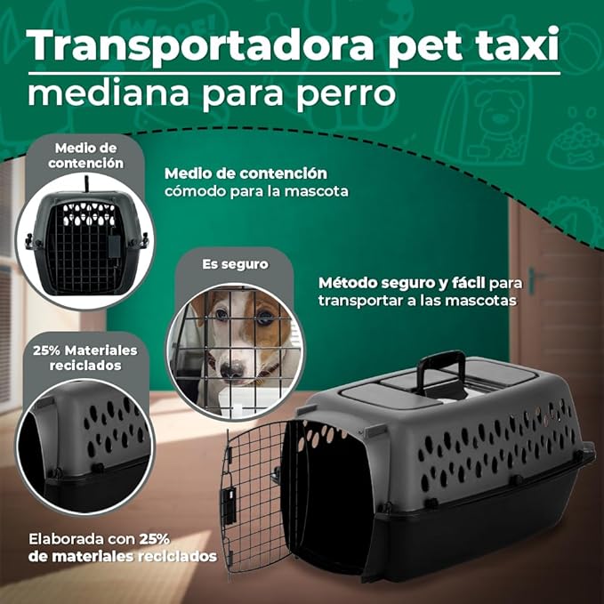 Petmate Pet Porter Dog Kennel 23", Dark Gray & Black, for Pets up to 15lbs, Made in USA