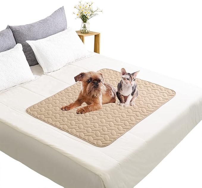 Ameritex Waterproof Pet Bed Cover Anti-Slip Dog Bed Blanket for Sofa and Furniture Waterproof New Pattern Design (Beige, 30x80 Inch (Pack of 1))