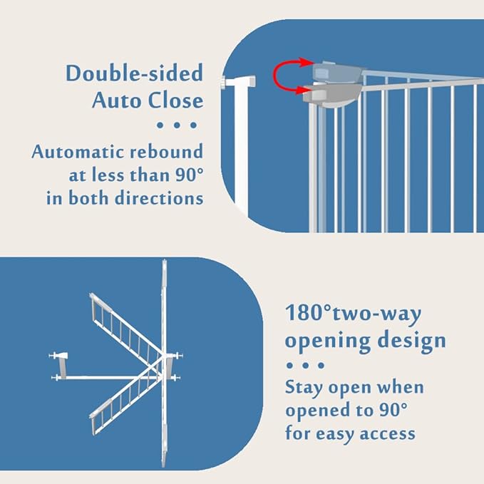 DEARBB Triple Lock Baby Gate for Stairs Doorways and House 31" to 86" Extra Wide Pressure Mounted Easy Walk Through Auto Close Safety Pet Gate White 76.77-86.22"