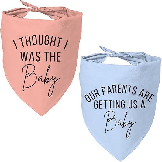 2 Pack Dog Bandanas for Pregnancy Announcement, Cute Adjustable Pet Bandana Scarf for Small Medium Large Dogs, Gender Reveal Puppy Accessories, Soft Breathable Fabric for Puppy Cats(Blue&Pink)