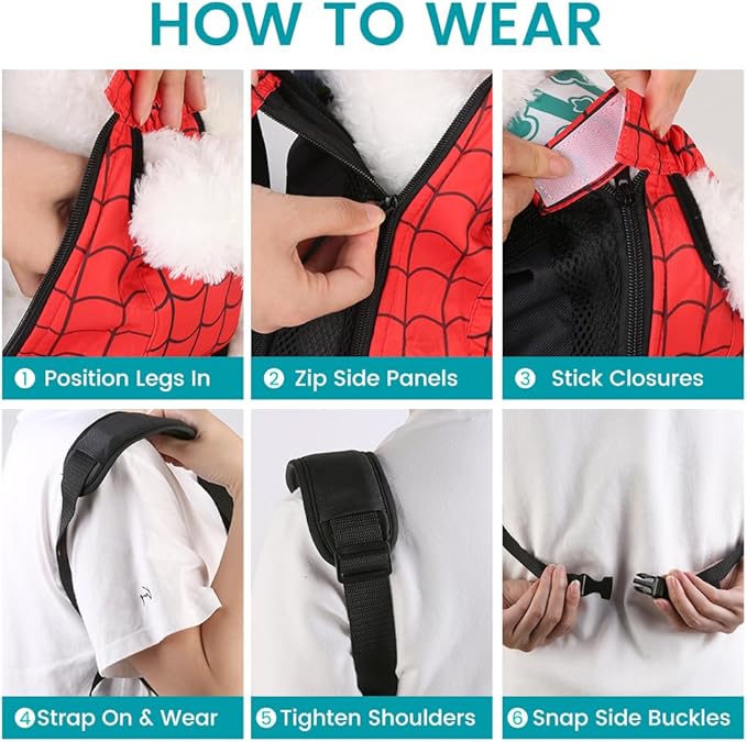 Dog Backpack Carrier, Front Pocket for Essentials, Legs Out Carrying Sling Travel Bag for Small Medium Dogs 2.5-4 Lbs, Soft Wearable Puppy Chest Carry Backpacks for Walking/Hiking/Camping/Traveling