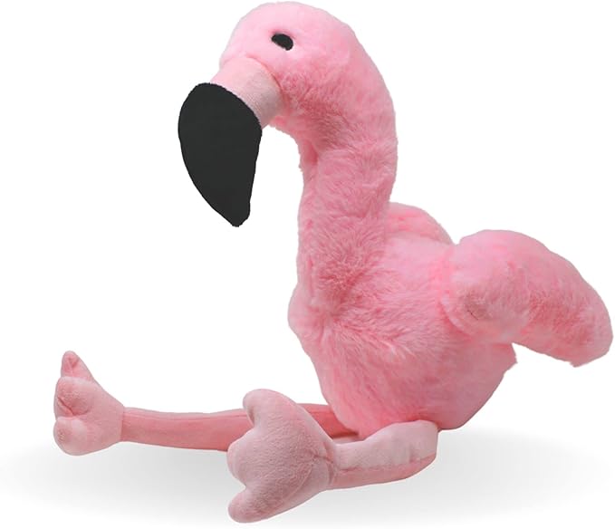 Flourish Pets 3 in 1 Multi-Layer Chew Toy for Active Dogs | Non-Toxic BPA Free Double Stitched Soft Fabric Exterior Dog Toys | Long-Lasting Dog Plush Toys –Small Flamingo 13.5"