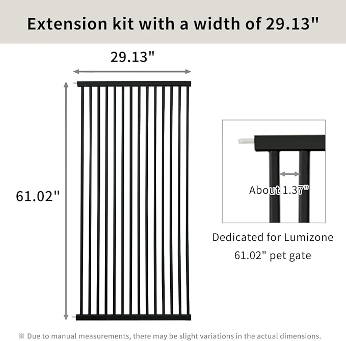Lumizone Extra Tall Cat Gate Extension Kit 61.02" High Pressure Mounted 2025 New 29.52" Extra Wide 1.37" Gap No Drilling Tall Pet Gate for Dogs (Black, 29.52"/75CM)