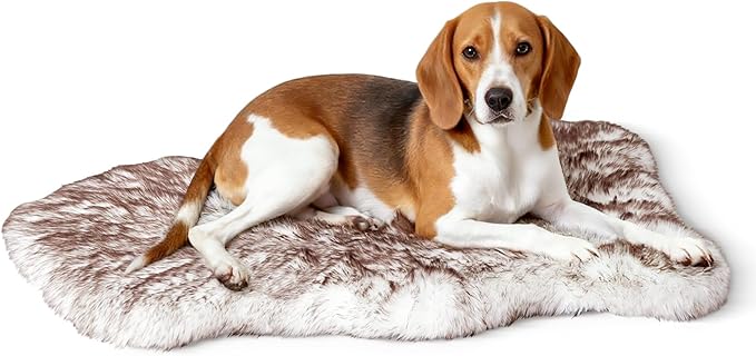 40"×24"×1.97" Luxury Fluffy Faux Fur Dog Bed, Ultra Soft Plush Pet Rug, Washable Cozy Pad with Non-Slip Bottom, Supportive & Warm Sleeping Mat for Medium & Large Dogs, Joint-Friendly Pet Bed