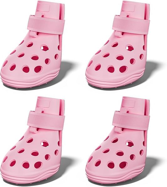 Dog Shoes for Hot Pavement, Breathable Dog Boots Paw Protectors with Adjustable Straps & Non-Slip Sole, Easy On & Off, Waterproof, Easy-Cleaning (Pink, M)