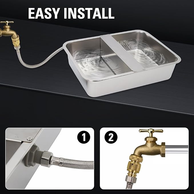 4Gal Automatic Water Bowl Dispenser for Dogs,Pig Waterer,Outdoor Automatic Dog Water Bowl,Stianless Steel Auto Fill Livestock Water Trough with Float Valve for Chicken,Horse,Calf,Dog,Goat