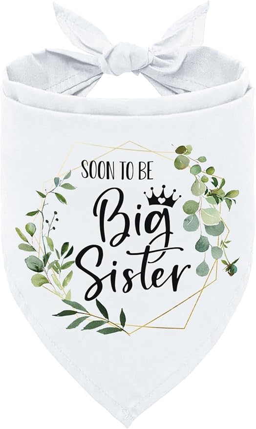 Funny Soon to Be Big Sister Dog Bandana, White Big Sister Triangle Scarf for Dogs, Pregnancy Announcement, Daily Wear & Special Occasions