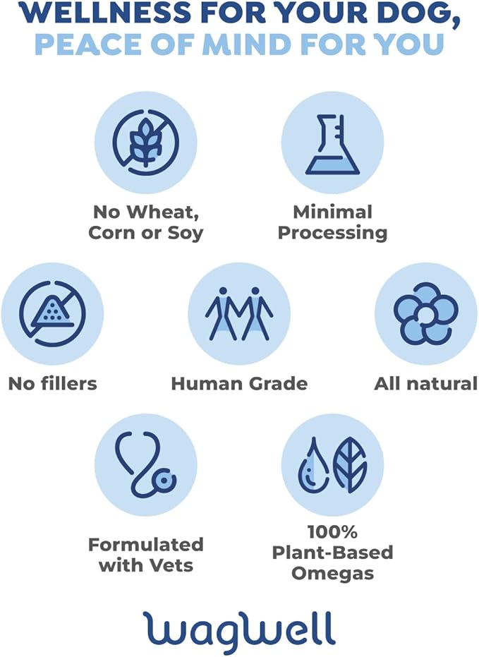 WagWell Ahiflower Omega Oil Dog Chews & Calming Chews Bundle - Skin, Coat, Hip and Joint Supplement for Dogs - Anxiety Relief