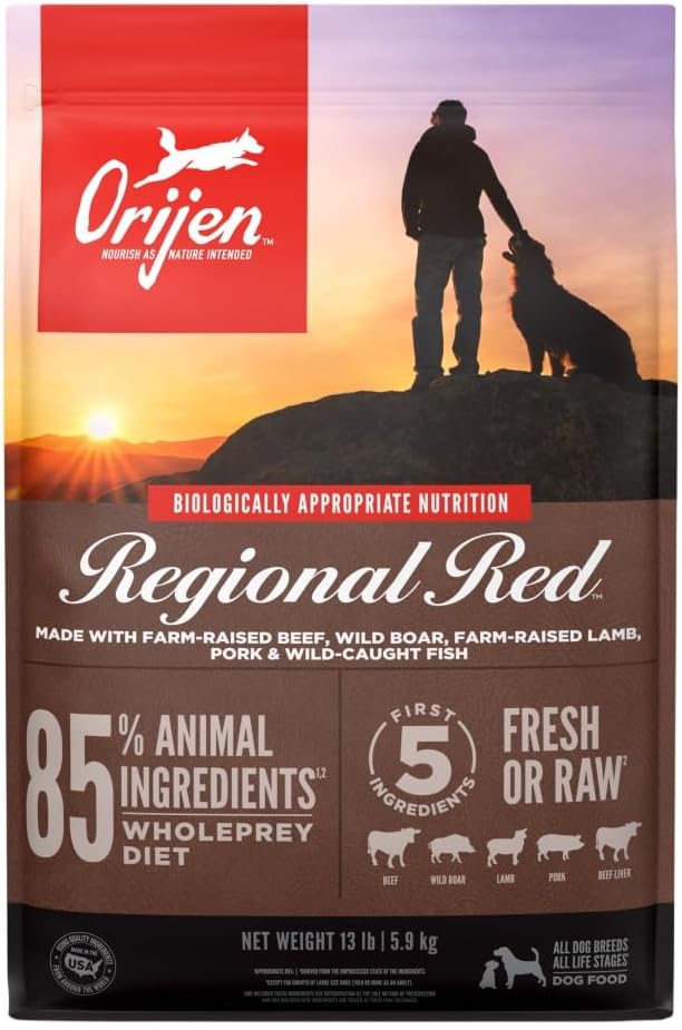 ORIJEN Grain Free Poultry Free High Protein Dry Dog Food Regional Red Recipe 13lb Bag