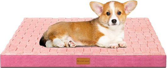 Patas Lague Orthopedic Dog Bed for Small Dogs 20''X15'', Waterproof Soft Warm Comfortable Egg Crate Foam Small Pet Beds Mat with Removable Washable Cover and Nonskid Bottom, Pink