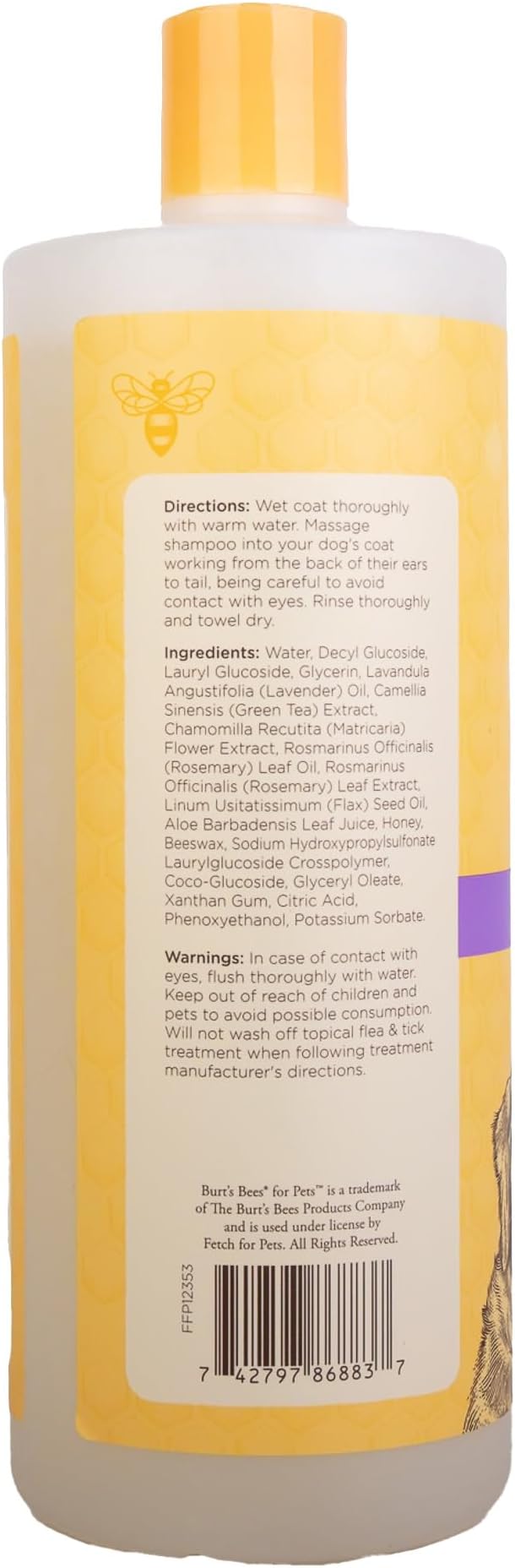 Burt's Bees for Pets Calming Dog Shampoo with Lavender and Green Tea, 95% Natural Origin Formulas, Calming Lavender Dog Shampoo - Gentle Dog Shampoo, Best Dog Shampoo, Lavender, 32 oz