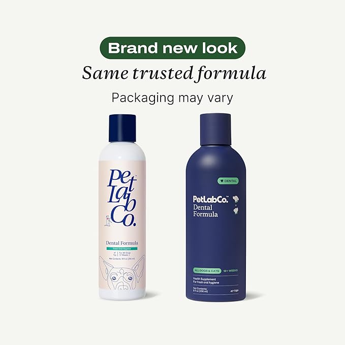 PetLab Co. Cat and Dog Dental Formula, Keep Dog Breath Fresh and Teeth Clean, Supports Gum Health - Water Additive Dental Care Targets Tartar, Pack of 2 - Packaging May Vary