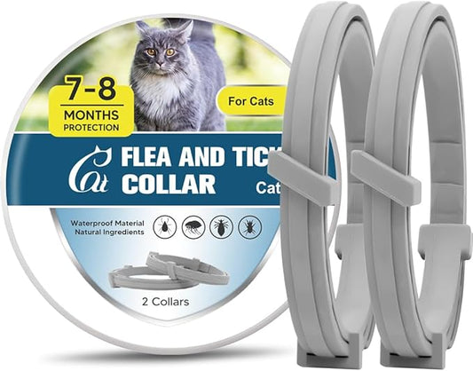 Flea and Tick Collar for Cats, Flea Collars for Cat, Tick Collars for Cats, 8 Months of Cat Flea Collar Protection-2P