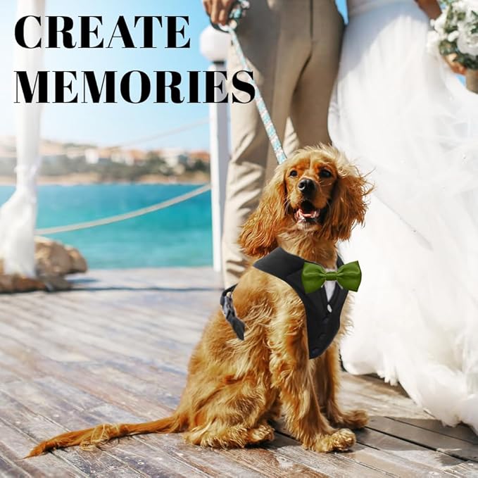 AVERYDAY Dog Tuxedo for Wedding Outfit, Dog Suit and Tie Costumes for Birthday, Halloween, Cosplay, Christmas Party, Pet Formal Wear with Bowtie, Tux for Small Dogs, Chihuahua, Bichon, Maltese, Cats