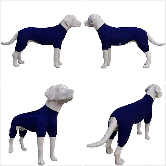 LoveLongLong Dog Jumpsuit with UV Protection and Quick-Dry Fabric for Spring Summer Pet Pajamas Navy Blue L
