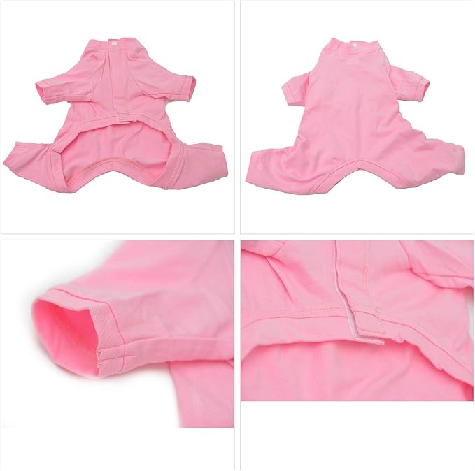 Lovelonglong Four Feet Dog Lightweight Pajamas, Pure Cotton Dog Jumpsuits 4 Legs Dog Onesies T-Shirt Stylish PJS Puppy Costume for Large Medium Small Dogs Pink XS