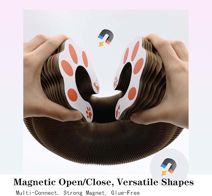 2 PCS Kitty Curlz, a cat Toy Designed specifically for Indoor Cats, is a Magical Accordion-Style cat Scratching Board Toy Equipped with Balls and Bells. (2)