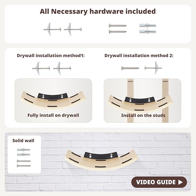 Cat Shelf with Comfortable Cushion - Curved Modern Cat Bed (Large Size) - Lotus Leaf Design Cats Wall Perch - Wall Mounted Cats Furniture for Sleeping, Playing, Climbing, and Lounging