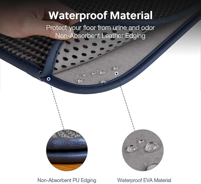 WePet Cat Litter Mat, Kitty Litter Trapping Mat - Medium Size, Honeycomb Double Layer Mats, No Phthalate, Urine Waterproof, Easy Clean, Scatter Control, Catcher Litter Box Rug Carpet 24x15 Inch Grey