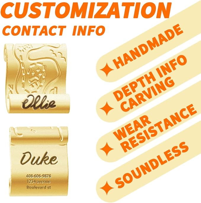 Dogs ID Tags Personalized Front and Back Engraving Brass Adventure Map Shape