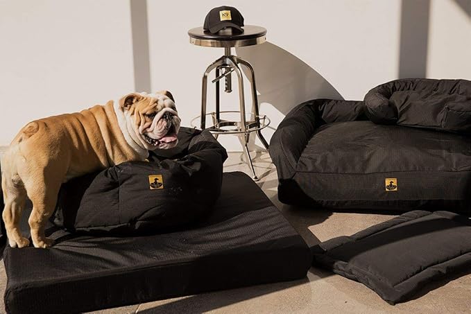 K9 Ballistics Tough Ripstop Orthopedic Rectangle Dog Bed Removable Washable Cover, Solid Orthopedic Foam for X-Large Dogs 54"x38", Obsidian Black