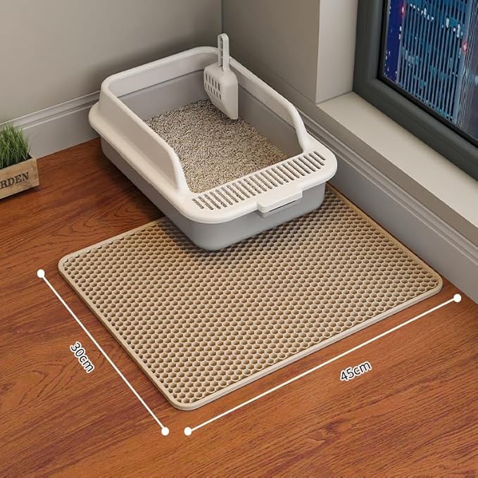 Cat Litter Mat Cat Litter Trapping Mat, 18 x 12 inch Honeycomb Double Layer Design, Urine and Water Proof Material, Scatter Control, Less Waste, Easier to Clean, Washable yellow
