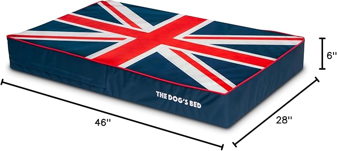 The Dog’s Bed Orthopedic Memory Foam Dog Bed, XL Blue & Red Trim UK Center Flag, Pain Relief for Arthritis, Hip & Elbow Dysplasia, Post Surgery, Supportive, Calming