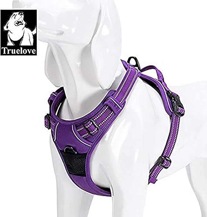 Truelove Adjustable No-Pull Dog Harness Reflective Pup Vest Harnesses Comfortable Control Brilliant Colors TLH5651(Purple,M)