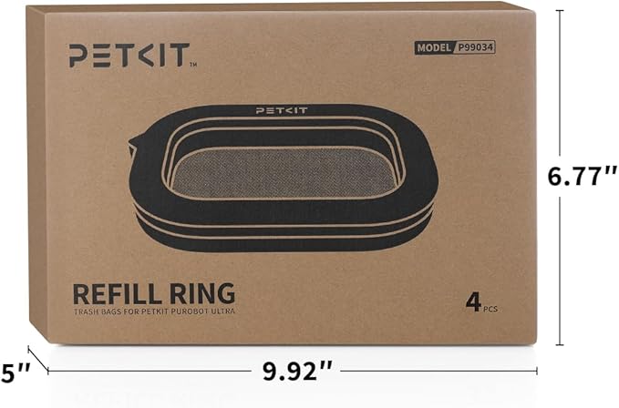 PETKIT Trash Bag Refill Rings for Purobot Ultra Auto-Packing Self-Cleaning Cat Litter Box, Leak-Proof Replacement Waste Bags, Long-Lasting Trash Bags -4 Packs