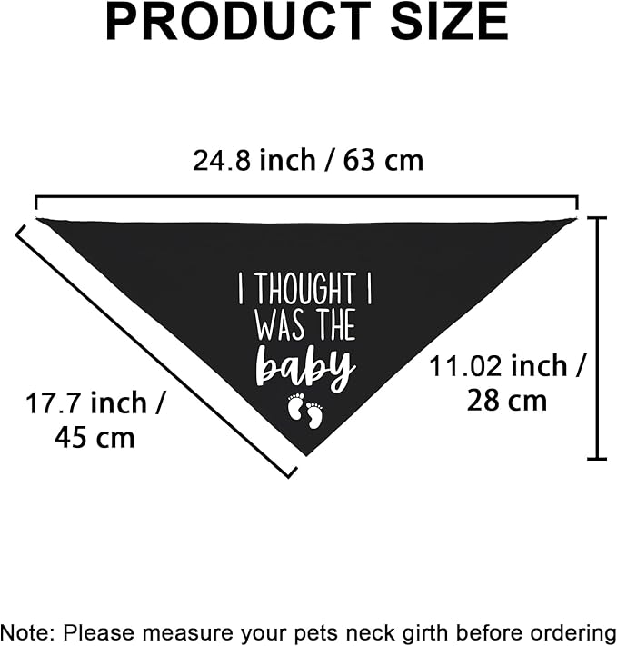 I Thought I was The Baby Bandana Pet Scarf Pregnancy Announcement Bandana Dog Bandana for Dogs Pet Accessories for Dog Lovers Pregnancy Reveal Ideas (Black)