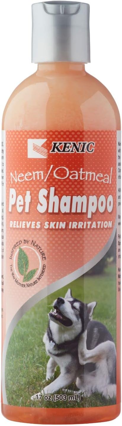 Kenic Neem Oatmeal Shampoo for Dogs & Cats, Dog Shampoo Flea & Tick Support – Fast-Acting Relief for Itchy, Dry, or Irritated Skin – 17oz – Made in USA