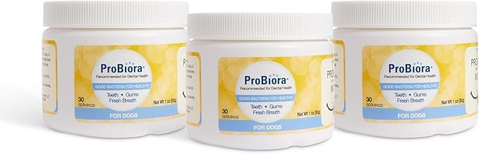 Probiora for Dogs | Dog Probiotic Supplement for Oral Care | Pet Probiotics to Reduce Bad Breath | Dog Nutritional Supplement for Dental Health | 30 Servings (Pack of 3, Jar)