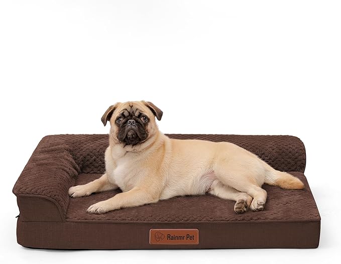Orthopedic Dog Bed Medium Size Dog, Memory Foam Pet Bed for Medium and Large Dogs, Washable Removable Cover, Nonskid Bottom, Waterproof, 35x23x6 Inches, Brown Grey