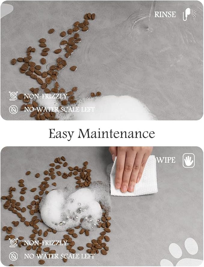 Pet Feeding Mat-Absorbent Dog Mat for Food and Water Bowl-No Stains Quick Dry Water Dispenser Mat-Dog Accessories Pet Supplies-Bowl for Messy Drinkers（LIGHTGREY,23"x34"