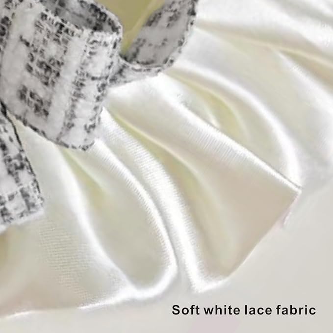 Elegant Lace Cat Collar with Cute Bow,Kitty Necklace with Bow Tie and Flower,Pet Lace Bib Collar with Cute Bow,Cat Princess Costumes,White,1 Piece