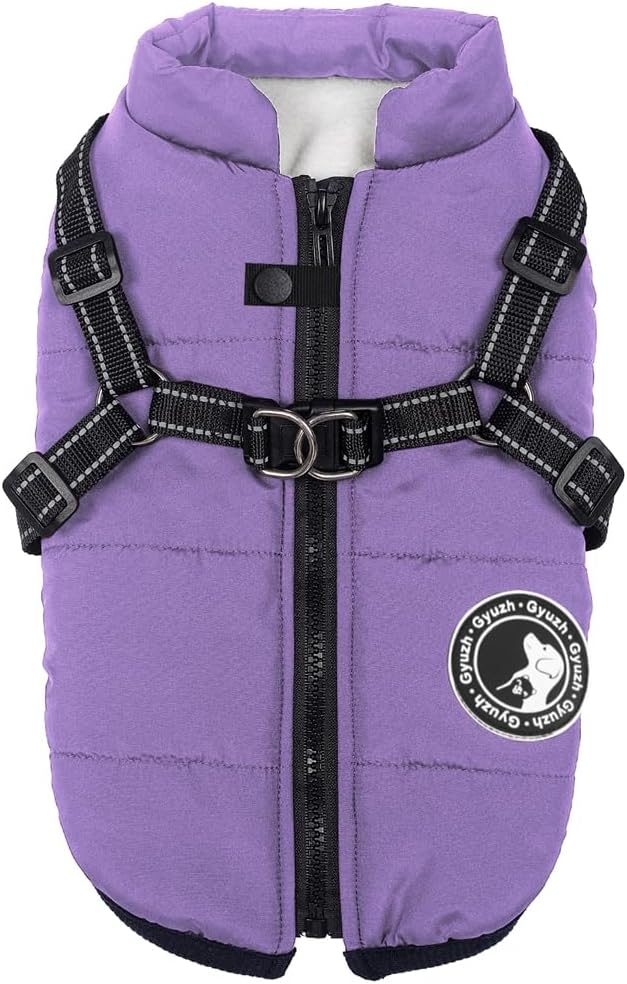 Gyuzh Dog Coat with Harness Puppy Coats Small Dog Harness Jacket Winter Waterproof Jackets for Smal Medium Large Dogs