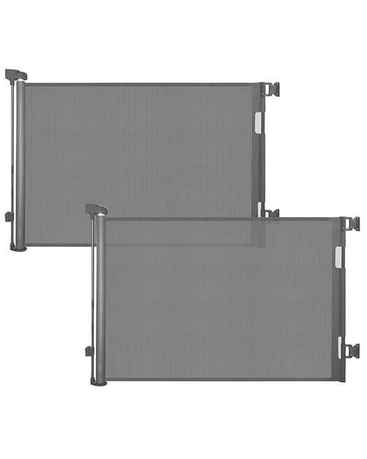 (2 Pack) Retractable Baby Gate for Doorways and Stairs, Mesh Safety Gate for Pet, Indoor & Outdoor Use, One-Hand Operation, Easy Installation, 33.6" Tall, Expands to 55" Wide（Grey,33.6"x55")