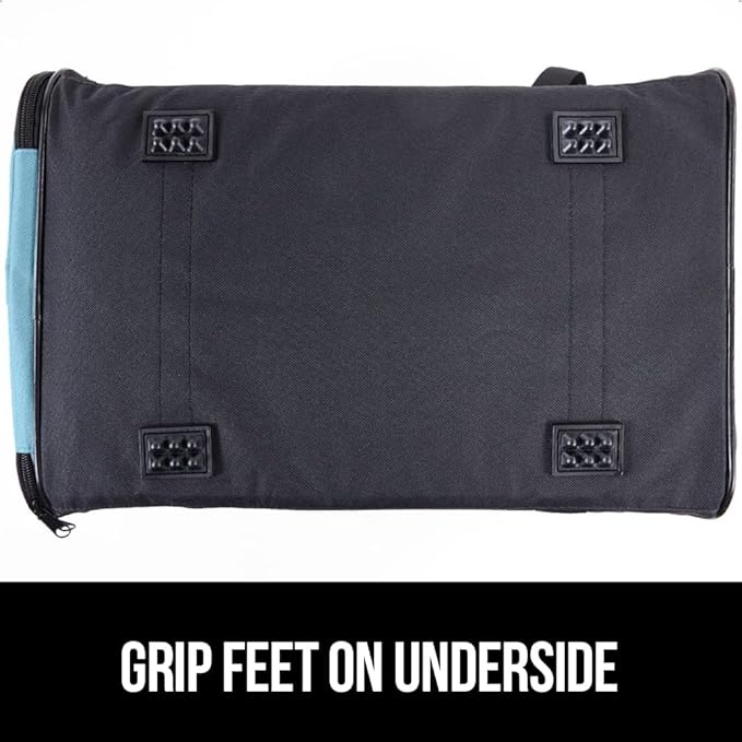 GORILLA GRIP Cat Carrier Travel Bag Up to 15 Lbs, Soft Collapsible Small Dog Carriers, Top and Side Entry Breathable Mesh, Grip Feet on Underside, Cozy Washable Waterproof Pad, Portable Kennel, Blue