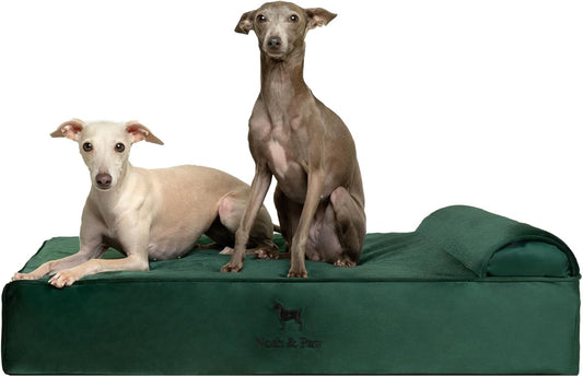 NOAH & PAW Large Dog Bed, 35x25x8.7 Inch, Orthopedic Dog Beds, Eggshell Memory Foam Infused with Cooling Gel, Waterproof, Machine Washable, Includes Inner Cover (Velvet Collection)