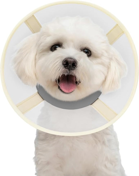 Soft Dog Cone Collar to Stop Licking-Adjustable Comfortable Mesh Recovery Collar After Surgery for Small or Miniature Dogs, Alternative to Plastic Elizabethan Collar for Neuter Incision Care (Grey,M)