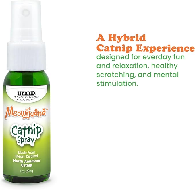 Meowijuana | 1oz. Premium Catnip Spray | Organic | High Potency | Use On Cat Toys, Teasers, and Scratchers | Grown In North America | Feline and Cat Lover Approved