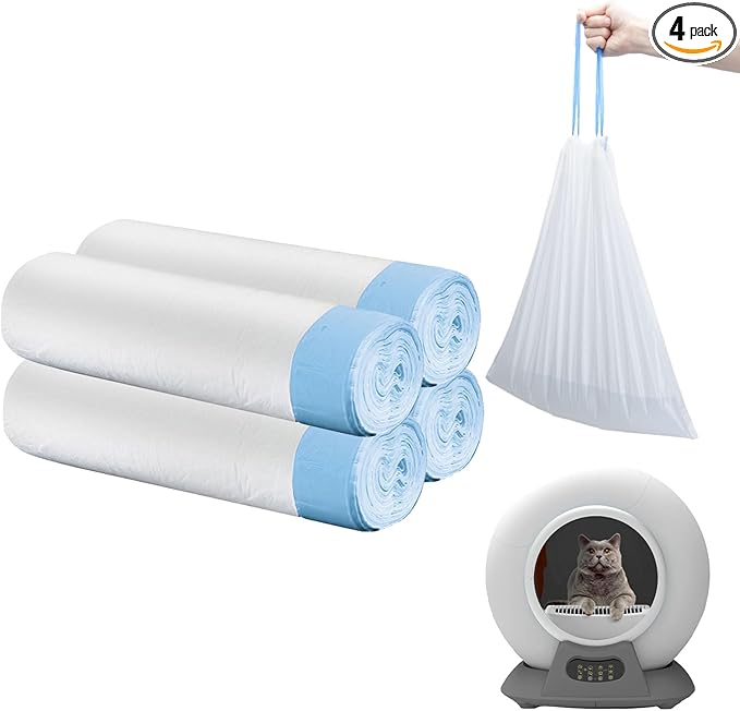 60 Count Self Cleaning Cat Litter Box Bags Compatible with PetCove, Kitty Liners Poop Bags & Waste Bags for Automatic Cat Litter Box, Ultimate Odor Control, Leak Proof